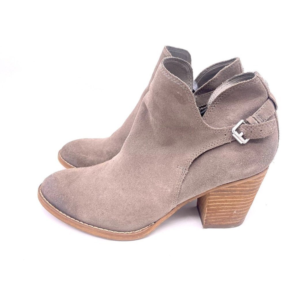Sam Edelman Women's Miriam Ankle Heel Boots Suede Booties Buckle Gray Size 9.5